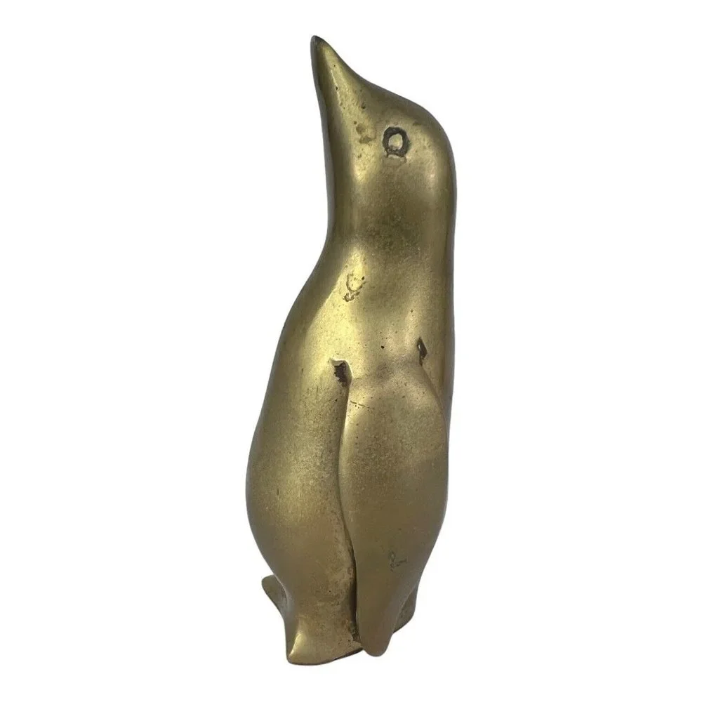 Vintage Solid Brass Mom & Baby Penguin Figurine Set of 2 Made Korea 5.25